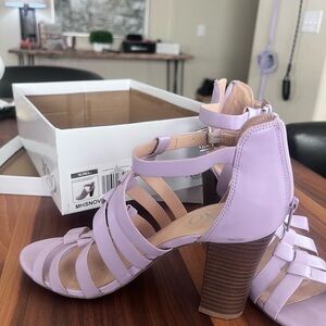 XOXO Lavender Strappy Block Heels